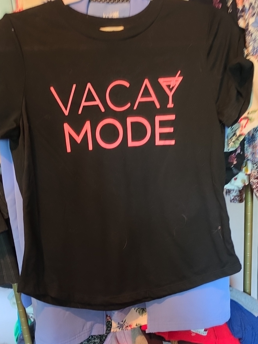 Charlie Paige Black Tee with Pink "VACAY MODE" Graphic